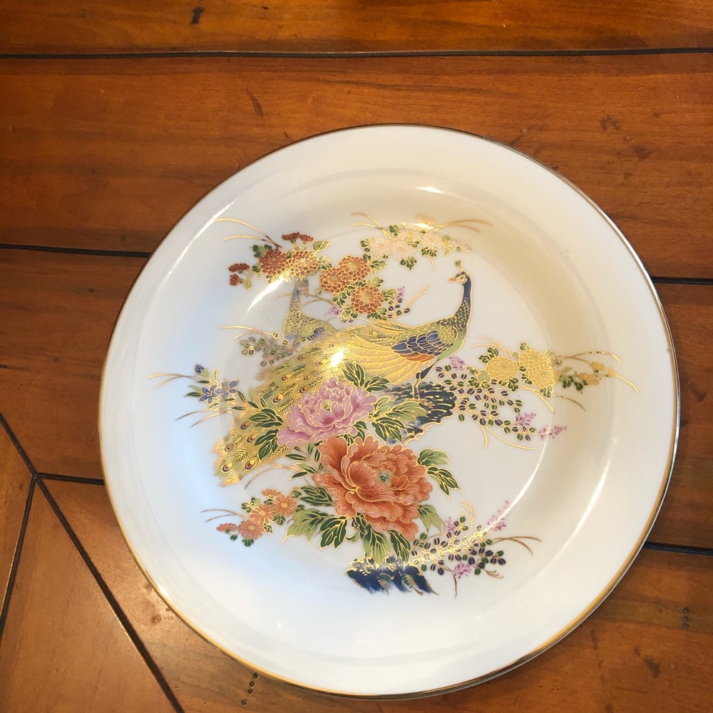 Fred Roberts Co San Fran VINTAGE plate Peacocks Hand painted Porcelain